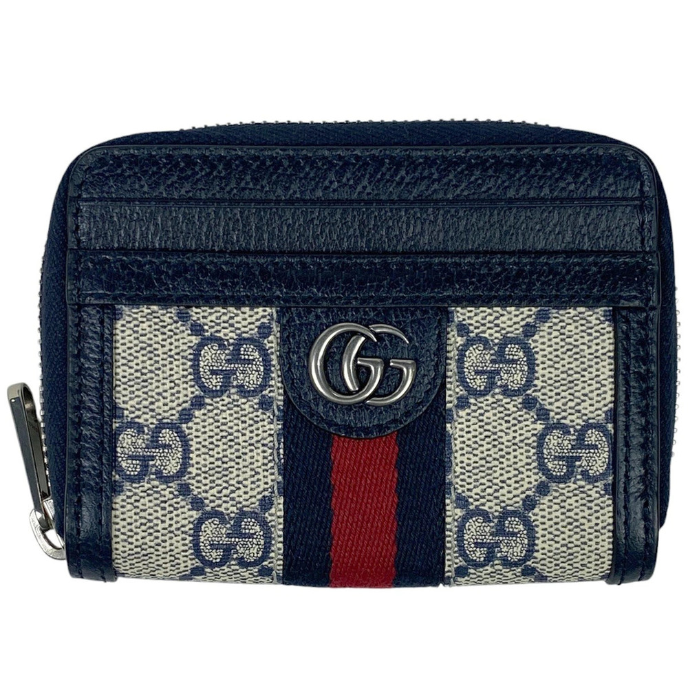 Gucci Ophidia Wallet GG Sherry Web Supreme Leather Navy Blue